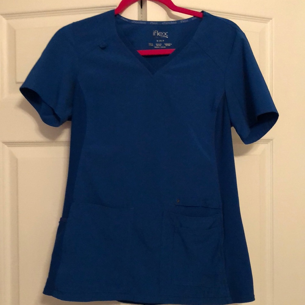 Royal blue Cherokee Flex scrub top. size S.
